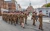 Armed forces personnel parade down Stockton High Street on Remembrance Sunday 2021