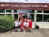 Mrs Joanne Lewis, Head Teacher of Levendale Primary School, pictured with pupils from the school