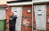 Two images of the closure order outside the property on Howard Place