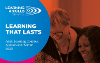 An image of a lady enjoying a Learning and Skills course. Text says "LEARNING THAT LASTS. ADULT LEARNING COURSES: AUTUMN AND WINTER 2023"