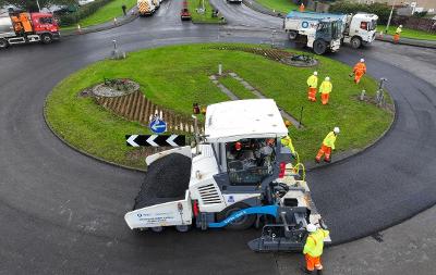 Tarmac workers laying new environmentally sustainable road in Billingham 