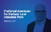 A headshot image of Councillor Nigel Cooke. Text says "preferred developer for Durham Lane Industrial Park"