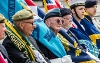 Photo of Armed Forces Day 2024 showing ex officers holding armed forces day flags