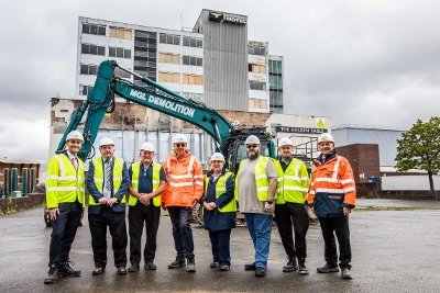 Golden Eagle hotel demolition with excavator