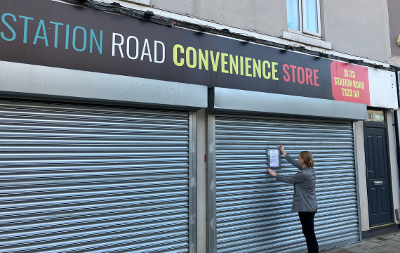 SBC staff member closing shop