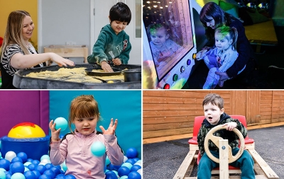 Collage of children and families at High Flyers Nursery