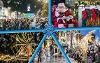 Five images associated with Stockton Sparkles 2025 wrapped in a blue ribbon and bow