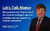 Image of Cllr Paul Rowling with Let's Talk Money Stockton-on-Tees Borough Council graphic