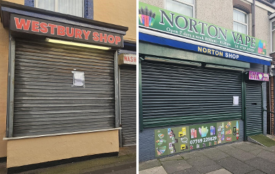 Image of Westbury Shop and Norton Vape which have had their closure orders extended