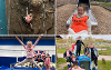 Four-way grid of children enjoying Holidays Are Fun Programme sessions 
