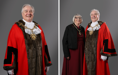Two-way grid of new Mayor of Stockton-on-Tees, Cllr Bob Cook with his wife, Sandra, the Mayoress of Stockton-on-Tees
